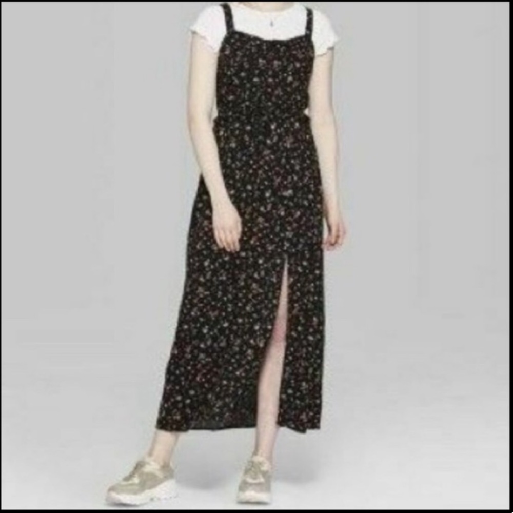 WF Flower Maxi Dress with Slit and Lace Up Front